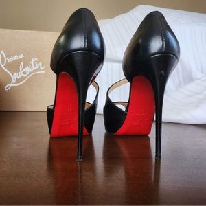 Christian Louboutin Catchy Two 120 black leather high heels red bottom